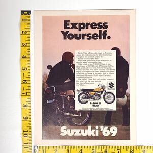 Suzuki '69 T-500 II Titan Express Yourself Print Ad 1969 Hot Rod Magazine 8.5x11
